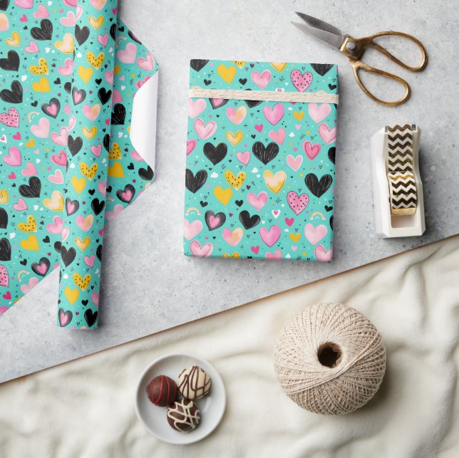 Papel para envolver el corazón encantador (Artesanía)