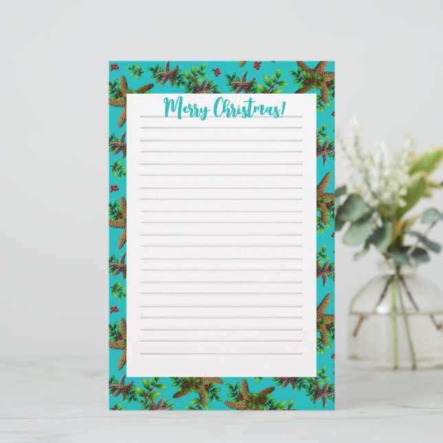 Papel para escribir cartas familiares de Navidad t (Anverso de pie)