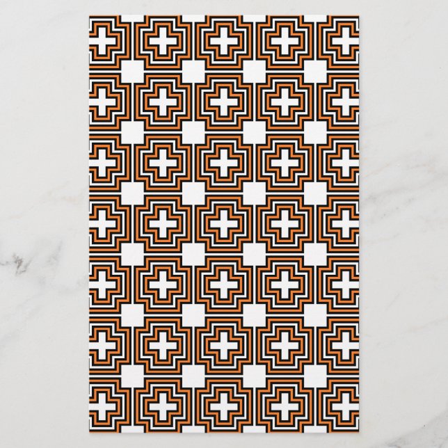 Papel para la artesanía Naranja de cruces y cuadra (Anverso)