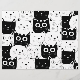 Papel para Scrapbook de Gatito en Blanco y Negro
