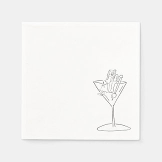 Papel Pareja de novios en una servilleta de cóctel Marti