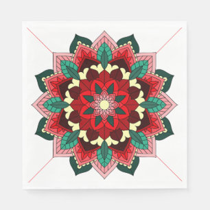 Papel Patrón de Mandala 02 en servilleta roja