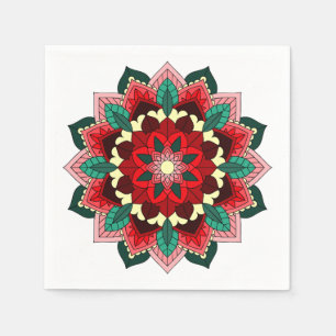 Papel Patrón de Mandala 02 en servilleta roja