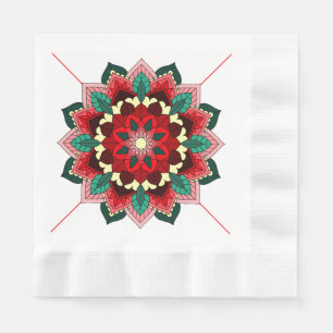 Papel Patrón de Mandala 02 en servilleta roja