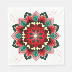 Papel Patrón de Mandala 02 en servilleta roja