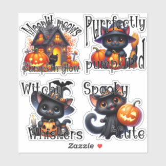 Papel Pegatina de gatitos y calabazas