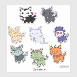 Papel Pegatina de gatos de Halloween adorables