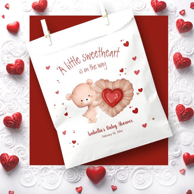 Papel Pequeña bolsa favorita de Baby Shower de la cocina (Little Sweetheart Red Cookie Baby Shower Favor Bag)