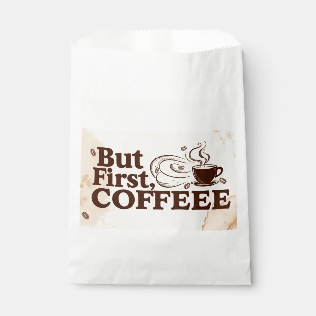 Papel Pero primero café, bolsa de compras para amantes d (Anverso)