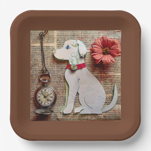 Papel Perro Plato de Papel (Anverso)