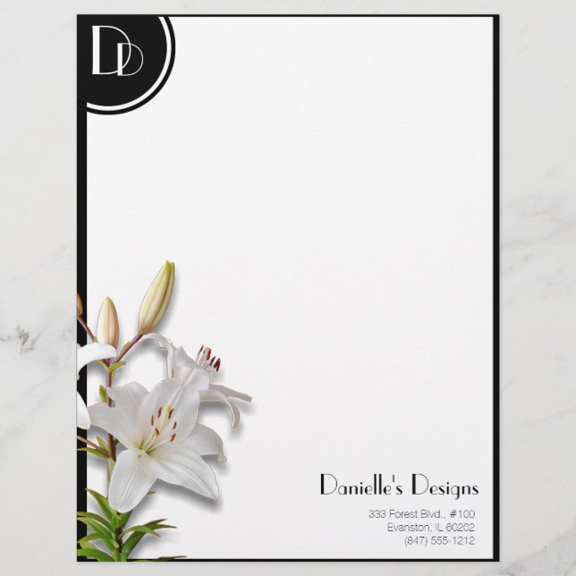papel personal de lirios blancos (Anverso)