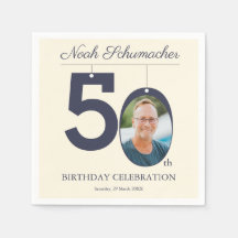 Personalizado beige de 50 años foto servilleta