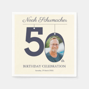 Papel Personalizado beige de 50 años foto servilleta