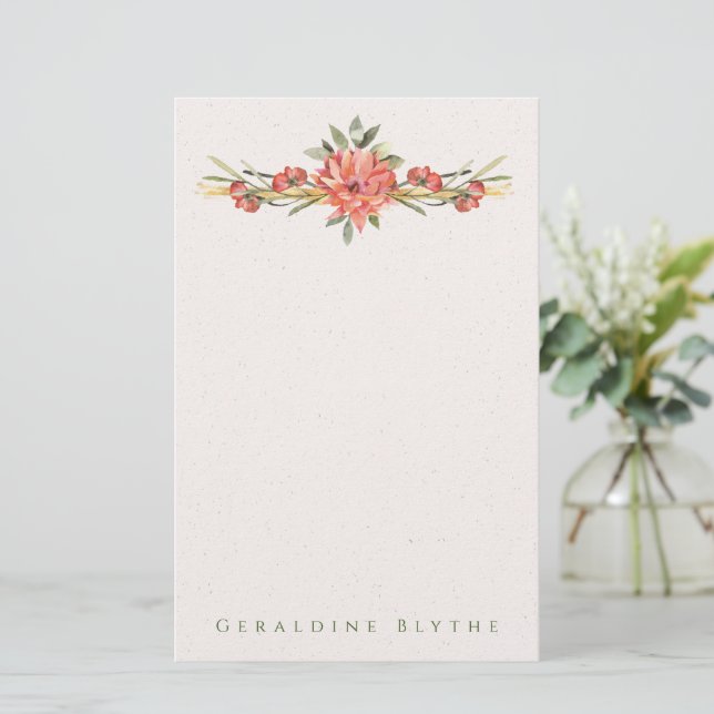 Papel Personalizado Coral Floral (Anverso de pie)