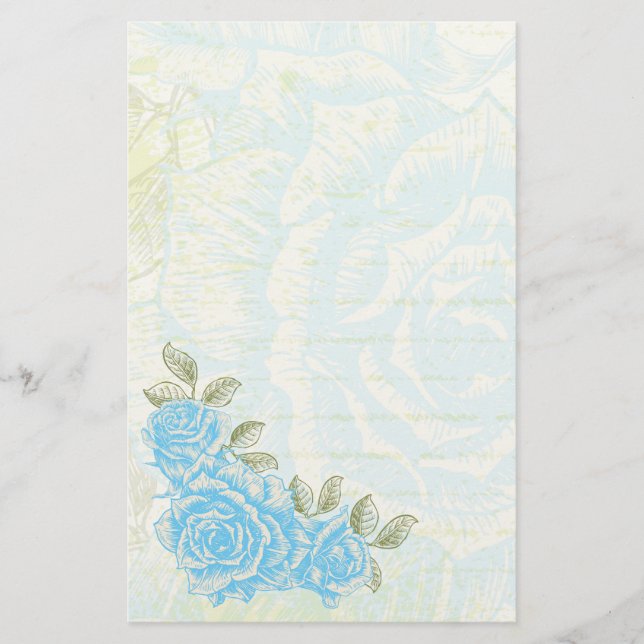 Papel personalizado floral de rosas azul ciano de  (Anverso)