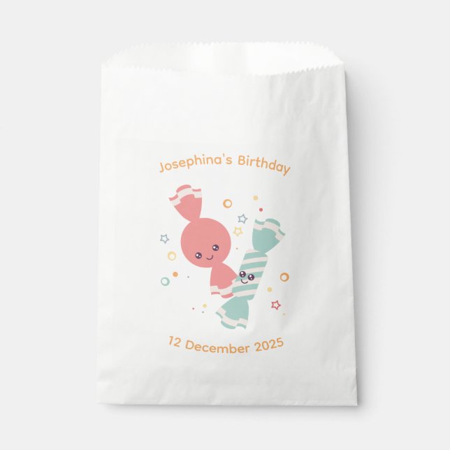 Papel Personalizado Kawaii Sonriente Bolsa de Favor del  (Anverso)