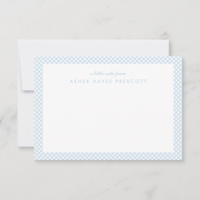 Papel personalizado para niños de Gingham blue (Anverso)