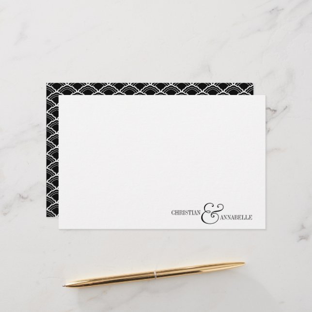Papel Personalizado para Parejas Negro Scallop (Anverso/Reverso In Situ)