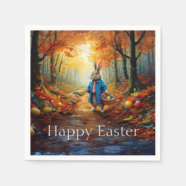 Papel Peter Easter Bunny con la servilleta de la cesta d (Anverso)