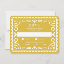 Papel picado amarillo cálido | Tarjeta RSVP de res