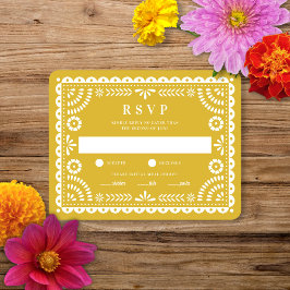 Papel picado amarillo cálido | Tarjeta RSVP de res