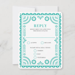 Papel picado Aqua | Tarjeta RSVP de respuesta del