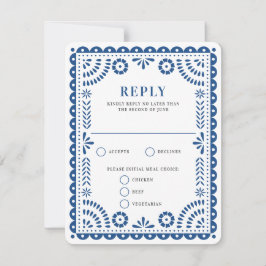 Papel picado azul | Tarjeta RSVP de respuesta del 