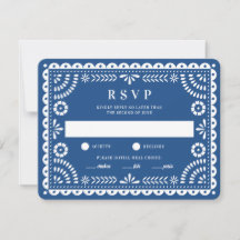 Papel picado azul | Tarjeta RSVP de respuesta del 