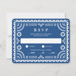 Papel picado azul | Tarjeta RSVP de respuesta del 