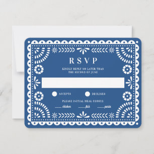 Papel picado azul Tarjeta RSVP de respuesta del