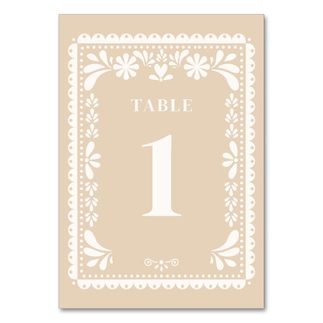 Papel picado Boda números de mesa mexicanos modern (Anverso)