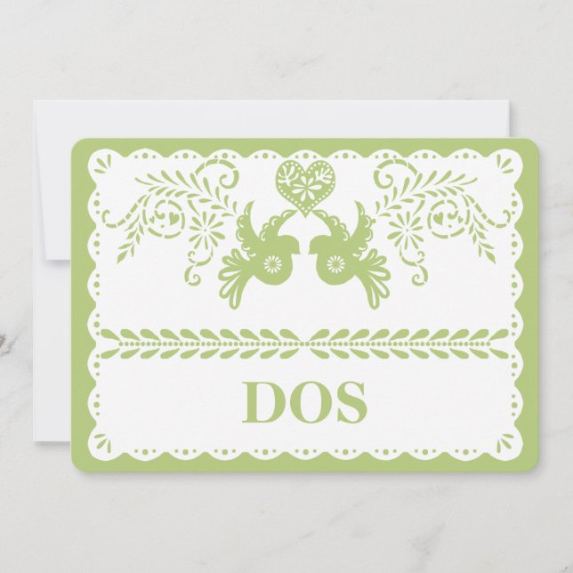 Papel Picado Dos Número de Mesa Dos Fiesta Dorado (Anverso)