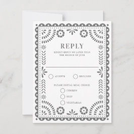Papel Picado Gray | Tarjeta RSVP de respuesta del