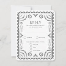 Papel Picado Gray | Tarjeta RSVP de respuesta del 