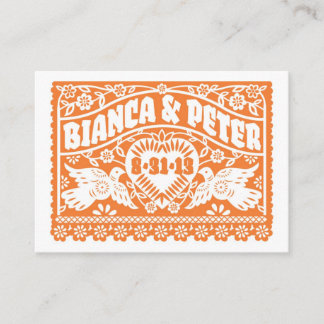 Papel Picado Lovebirds Naranja Tarjeta de plaza