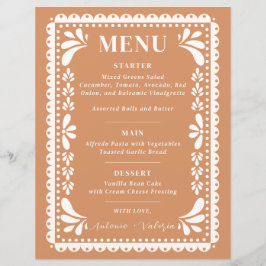 Papel Picado Menú Boda Moderno Tema mexicano