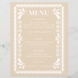 Papel Picado Menú Boda Moderno Tema mexicano