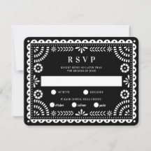 Papel picado negro | Tarjeta RSVP de respuesta del