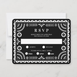 Papel picado negro | Tarjeta RSVP de respuesta del