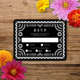 Papel picado negro | Tarjeta RSVP de respuesta del