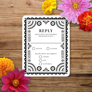 Papel picado negro   Tarjeta RSVP de respuesta del