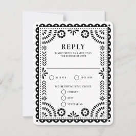 Papel picado negro | Tarjeta RSVP de respuesta del