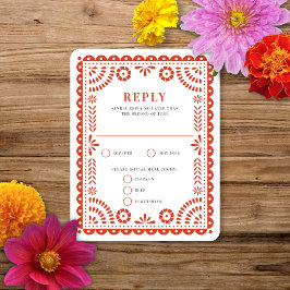Papel Picado rojo cálido | Tarjeta RSVP de respues