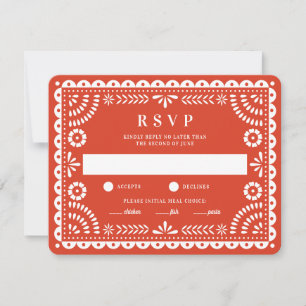 Papel Picado rojo cálido Tarjeta RSVP de respues