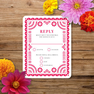 Papel picado rosa caliente Tarjeta RSVP de respu