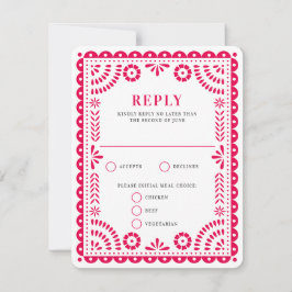 Papel picado rosa caliente | Tarjeta RSVP de respu