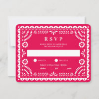 Papel picado rosa caliente | Tarjeta RSVP de respu