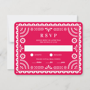 Papel picado rosa caliente   Tarjeta RSVP de respu