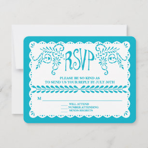 Papel Picado RSVP Azul Aqua Fiesta Banner de Boda