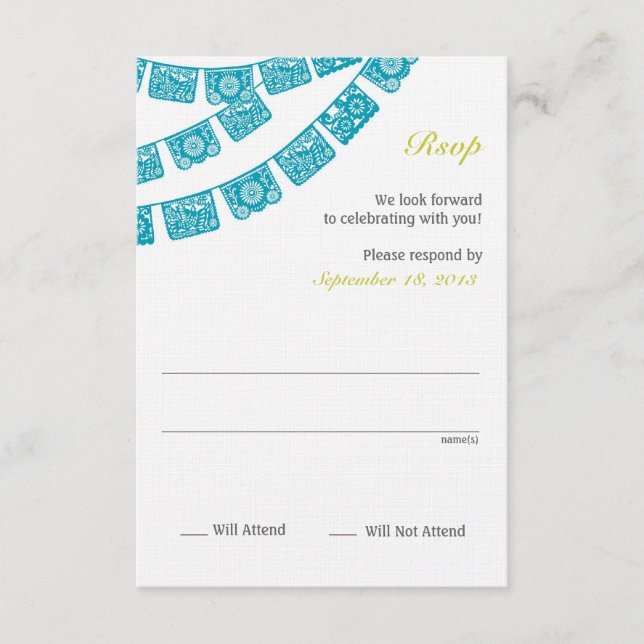 Papel Picado RSVP Boda (Anverso)